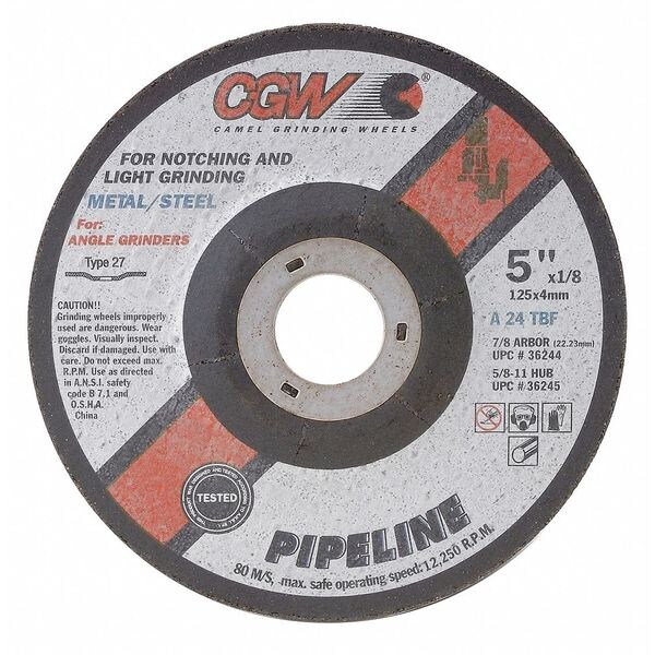 Cgw Abrasives Depressed Ctr Whl, 4.5x1/8x7/8, PS, T27 59100