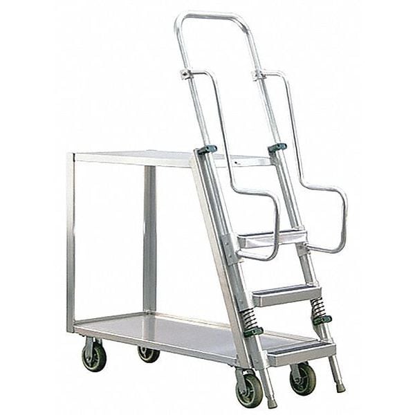 New Age Industrial Aluminum Stock Picking Ladder Cart, 69-1/2