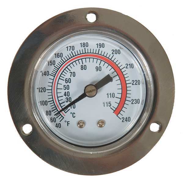 Zoro Select Analog Panel Mt Thermometer, 40 to 240F, Dial Size: 2 in 1EPE5