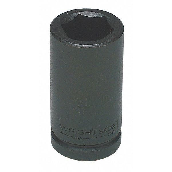 WRIGHT TOOL 3/4 in Impact Socket : 6 pt, Deep, black oxide