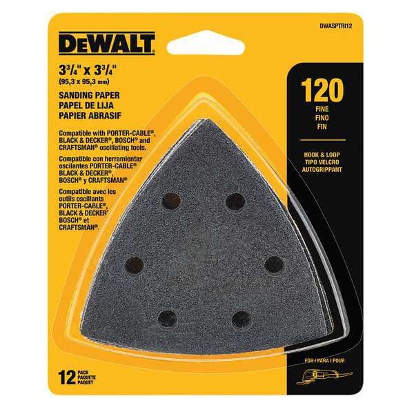 Dewalt Hook & Loop Triangle 120 Grit Sandpaper 12 PK DWASPTRI12 Zoro