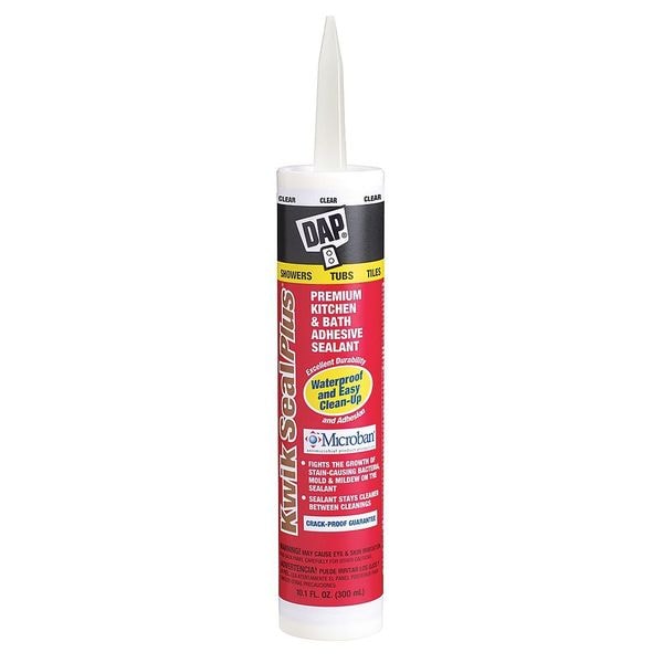 Dap Kitchen & Bath Caulk, 10.1 oz, Cartridge, Clear, Acrylic Polymer Base 18516