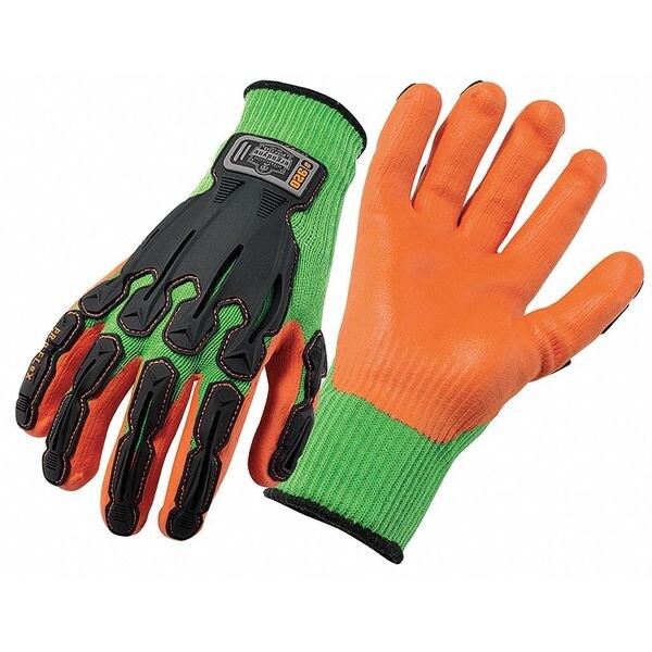 Ergodyne Coated Gloves, Nitrile, Lime/Orange, PR 920