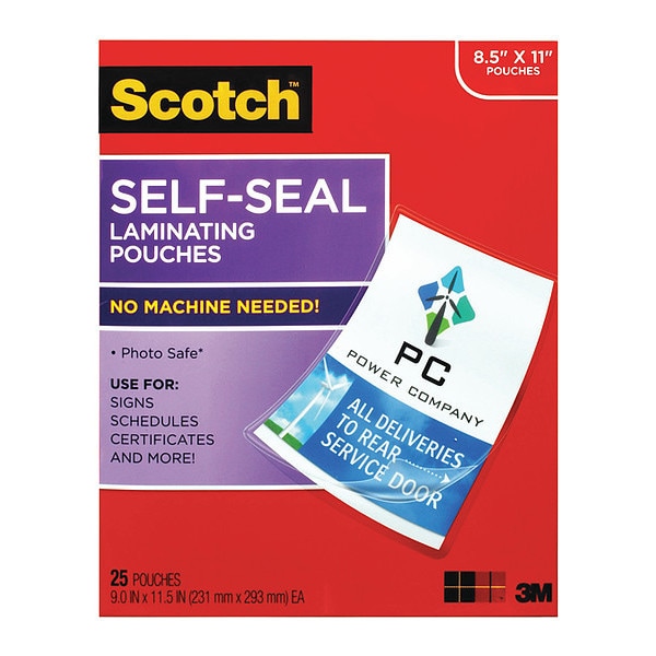 Scotch SelfSealing Laminating Pouches, PK12 LS854WC Zoro