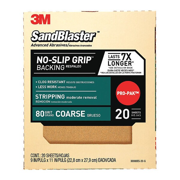 3M Paint Stripping Sandpaper 30080ES2, PK5 30080ES20G Zoro