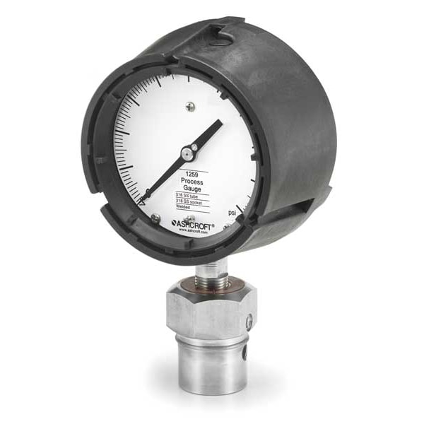 Ashcroft Pressure Gauge, 0 to 200 psi, 1/2 in FNPT, Plastic, Black 451259SD04L/50312HH04TXCF200#