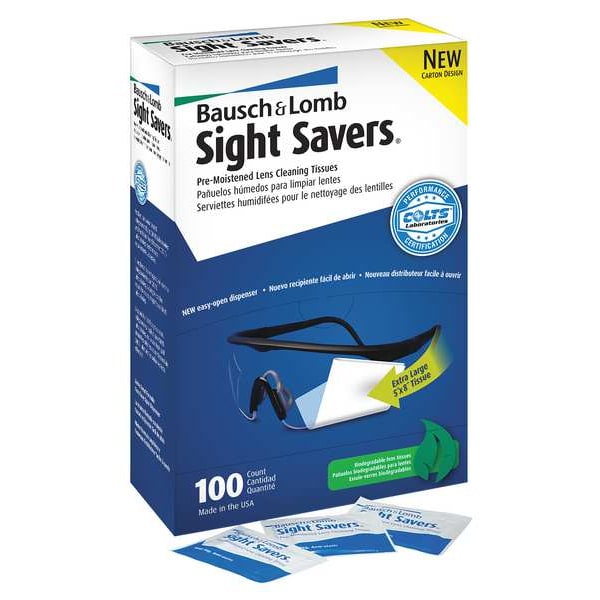 BAUSCH & LOMB Premoistened Cleaning Tissues, Sight Savers, 100 Pack