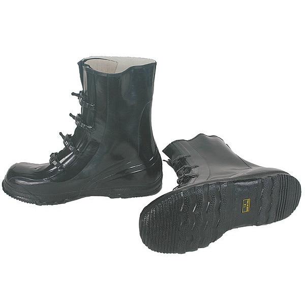 Talon Trax Overboots, Mens, 9, 4-Buckle, Blk, Rubber, PR 2AT58