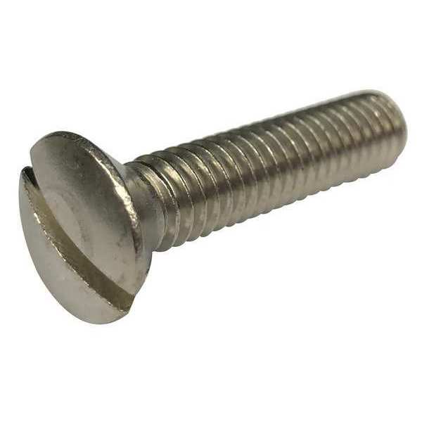 Zoro Select #8-32 x 3/8 in Slotted Oval Machine Screw, Plain 18-8 Stainless Steel, 100 PK 2BU54