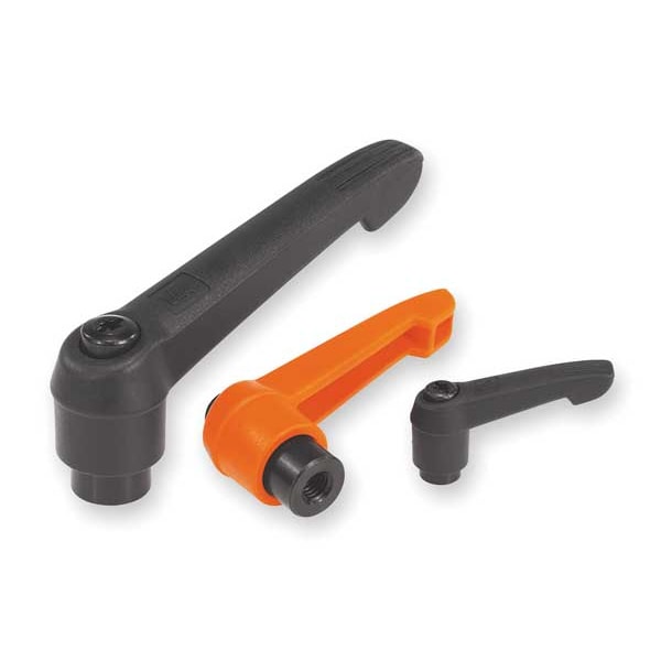 Kipp Adjustable Handle Size: 4, , 3/8-16, Plastic, Black RAL 7021, Comp: Steel K0269.4A41