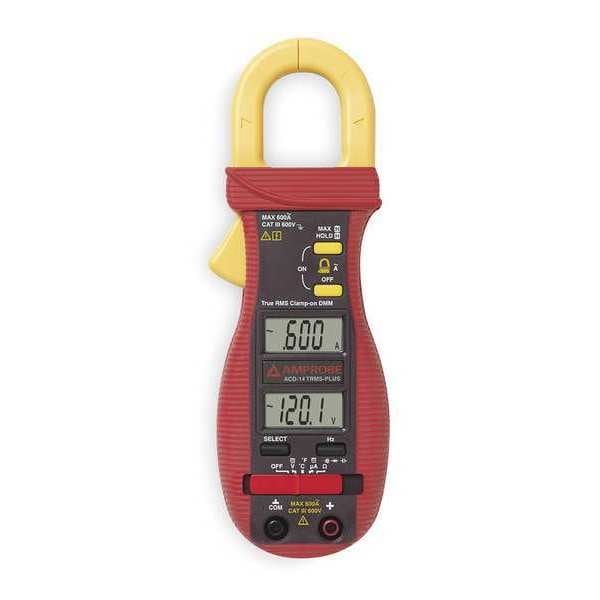 Amprobe Clamp Meter, LCD, 600 A, 1.0 in (25 mm) Jaw Capacity, Cat III