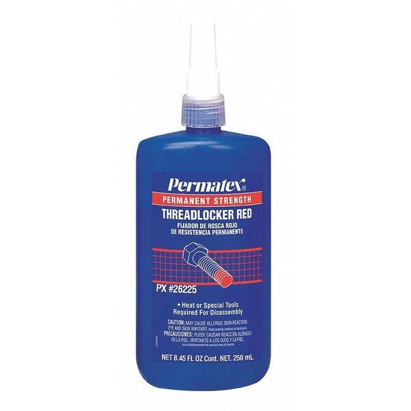 Permatex Threadlocker, Red, High Strength, 250mL Bottle 26225 Zoro