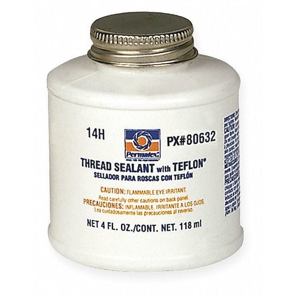 Permatex Thread Sealant with PTFE, 4 oz., White 80632 Zoro