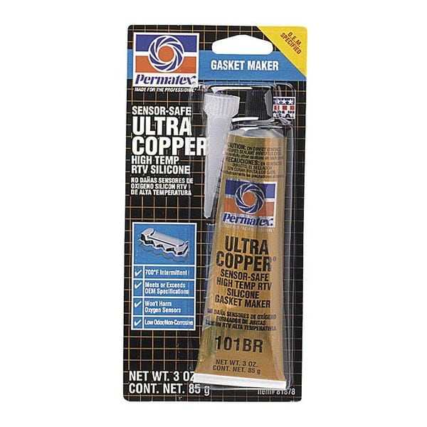 Permatex Maximum Temp. Resistance RTV Silicone Sealant, 3 oz, Copper