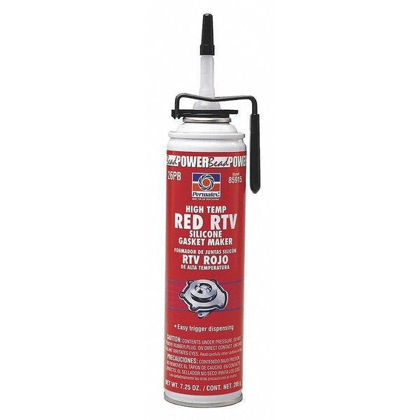 Permatex High Temp. RTV Silicone Sealant, 7.5 oz, Red, Temp Range 65