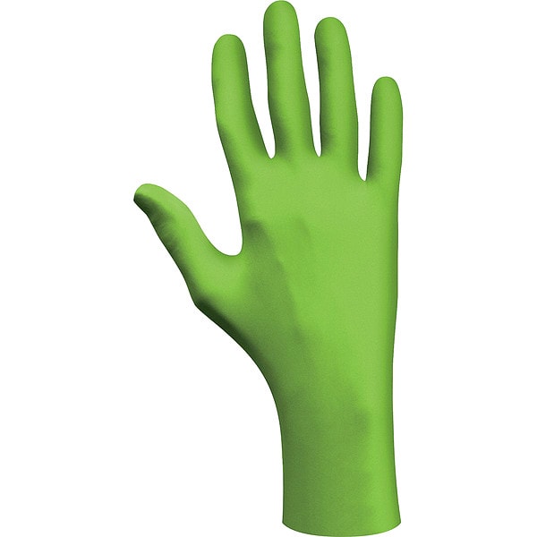 Showa Disposable Gloves, Nitrile, Powder Free Fluorescent Green, L, 100 PK 7705PFTL