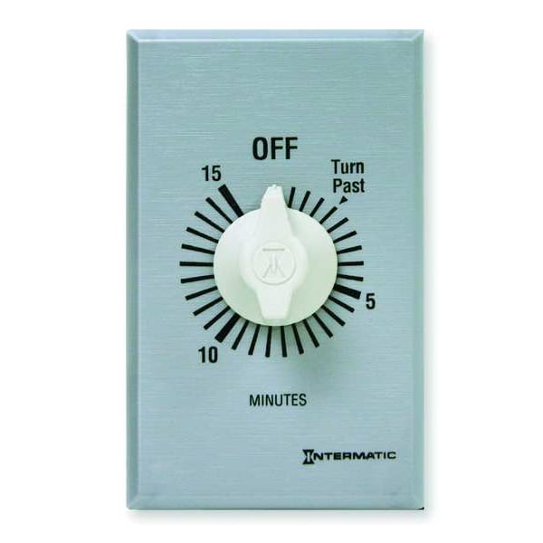 Intermatic Timer, Spring Wound, 15 Min, DPST, Silver FF415M