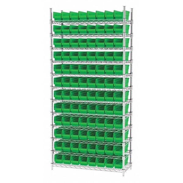 AkroMils Steel Wire Bin Shelving, 36" W x 74" H x 14" D, 12 Shelves
