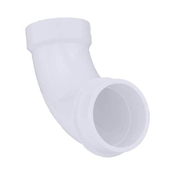Zoro Select PVC Street Elbow, 90 Degrees, Long Sweep, Spigot x Hub