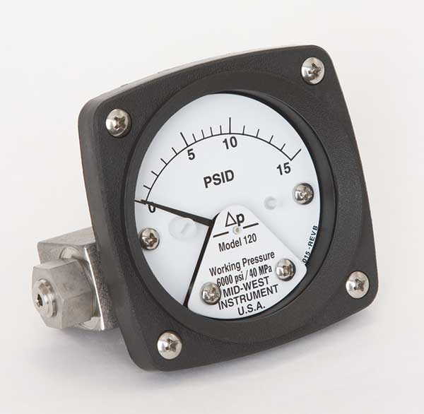 Midwest Instrument Pressure Gauge, 0 to 15 psi 120-SA-00-OO-15P