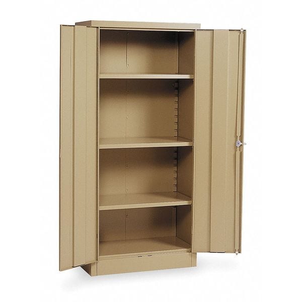 Zoro Select Stationary Storage Cabinet, 24 Gauge Steel, 66 in H x 30 in W x 15 in D, Tan 1UFD4