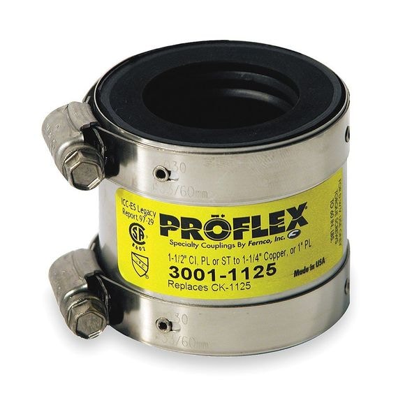 Fernco 30011125 12.96 Shielded Coupling, Pipe Size 11/2x11/4