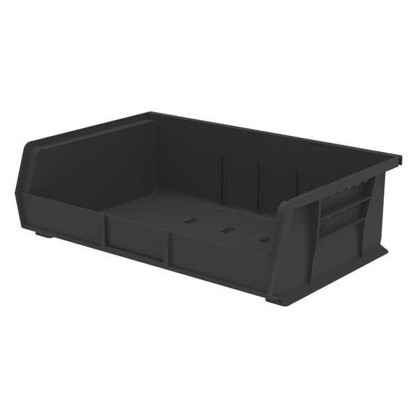 Akro-Mils Hang & Stack Storage Bin, Black, Plastic, 10 7/8 in L x 16 1/2 in W x 5 in H, 60 lb Load Capacity 30255BLACK