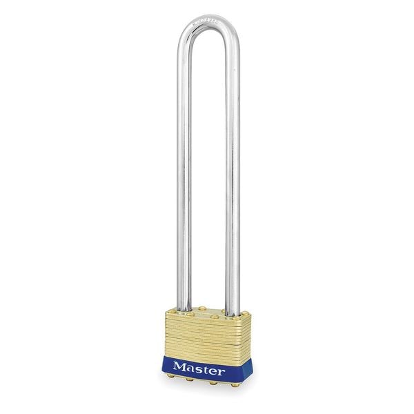 Master Lock Padlock, Keyed Different, Long Shackle, Rectangular Brass ...