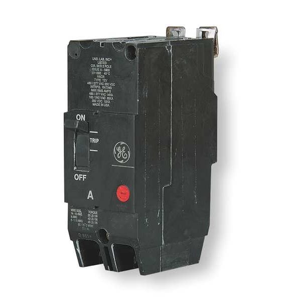 Ge Molded Case Circuit Breaker, TEY Series 100A, 2 Pole, 277/480V AC TEY2100