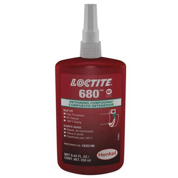 Loctite Retaining Compound, 680 Series, Green, Liquid, High Strength