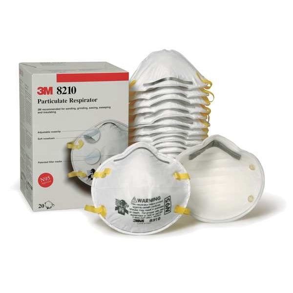 3M N95 Disposable Respirator, 8210, Dual Headstrap, Particulate