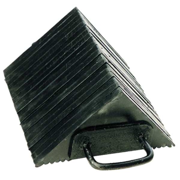 Zoro Select Wheel Chock, Single, Laminated Rubber, 10 in L, 10 1/2 in W, 5 1/2 in H, Black 3KR79