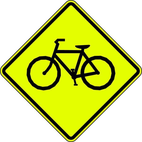 Lyle Bike Crossing Pictogram Traffic Sign, 30 in Height, 30 in Width, Aluminum, Diamond, No Text W11-1-24SYGA