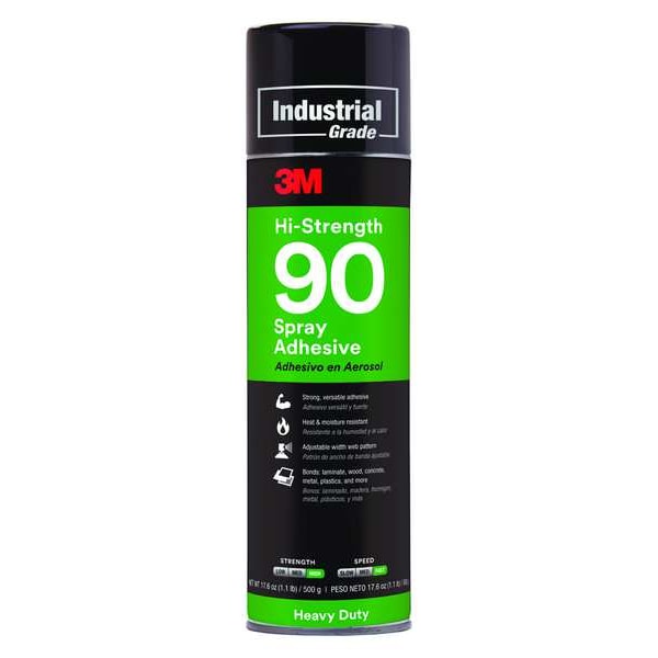 3M Spray Adhesive, Hi-Strength 90 Series, Clear, 17.6 fl oz., Aerosol Can 90