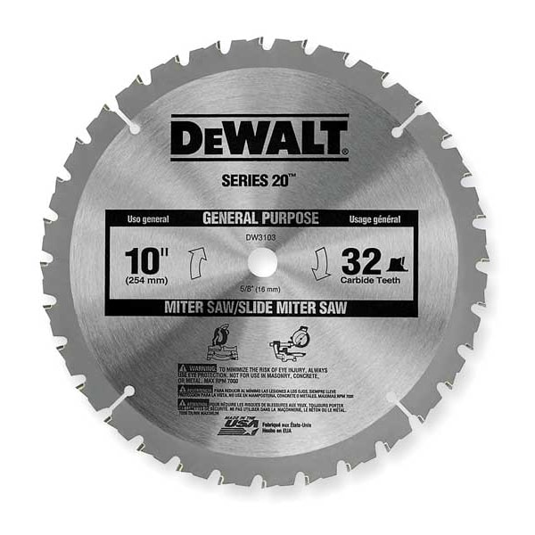 Dewalt 10" Construction Miter/Table Saw Blades DW3103 Zoro