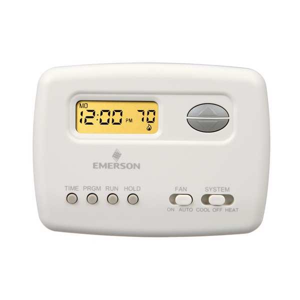Emerson Thermostat, 52 Programs, 1 H 1 C, Battery, 24VAC 1F78151 Zoro