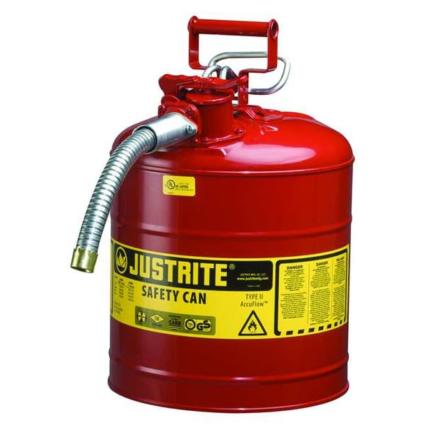 Justrite 5 gal. Red Steel Type II Safety Can for Flammables 7250130