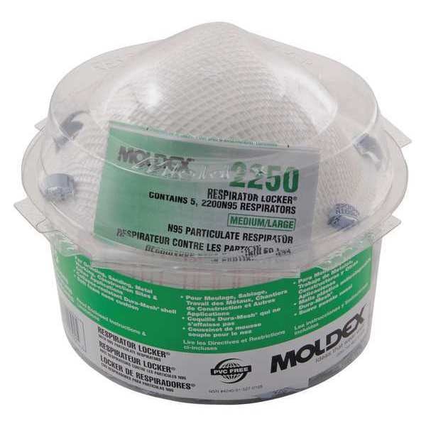 Moldex N95 Disposable Respirator, M/L, White, PK5 2250