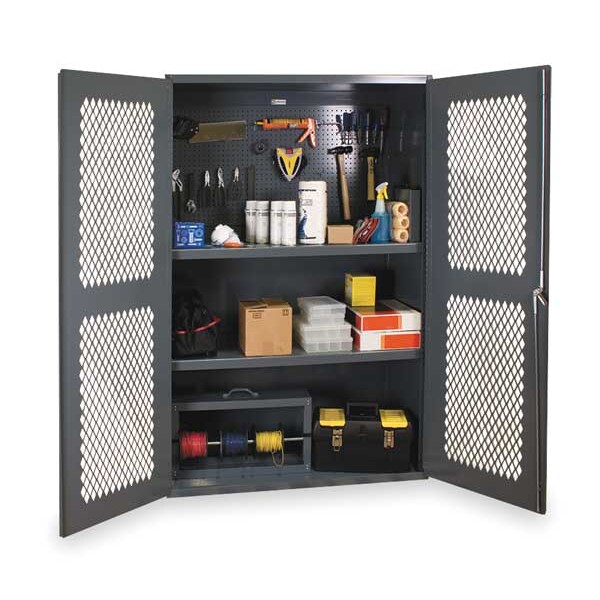 Durham Mfg Shelving & Pegboard Storage Cabinet, 72 in H, 48 in W