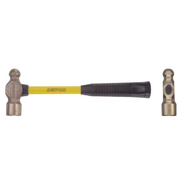 Ampco Safety Tools 16 oz. Nonsparking Ball Peen Hammer, 14" Fiberglass Handle H-2FG