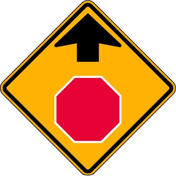 Lyle Stop Sign Ahead Pictogram Sign, 30" W, 30" H, No Text, Aluminum, Yellow W3-1-30DA