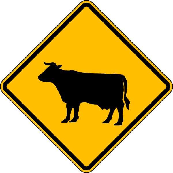 Lyle Cattle Crossing Pictogram Traffic Sign, 24 in H, 24 in W, Aluminum, Diamond, No Text, W11-4-24HA W11-4-24HA