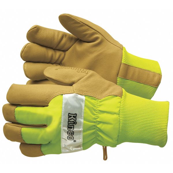 Kinco Leather Gloves, Insulated, Lime Green, L, PR 1939KW-L