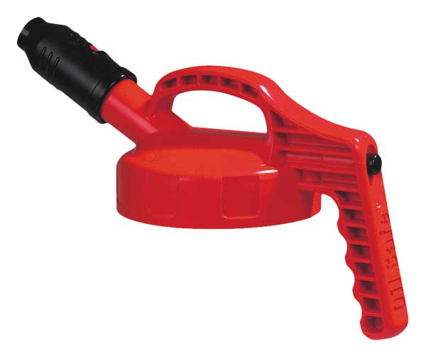 Oil Safe Stumpy Spout Lid, w/1 In Outlet, HDPE, Red 100508