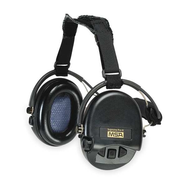 Msa Safety Behind-the-Head Electronic Ear Muffs, 18 dB, Supreme Pro-X, Black 10082166