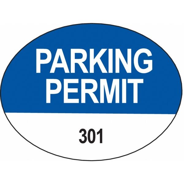 Brady Parking Permits, Rearview, Wht/Blue, PK100 96240