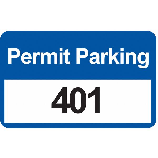 Brady Parking Permits, Bumper, Wht/Blue, PK100 96257