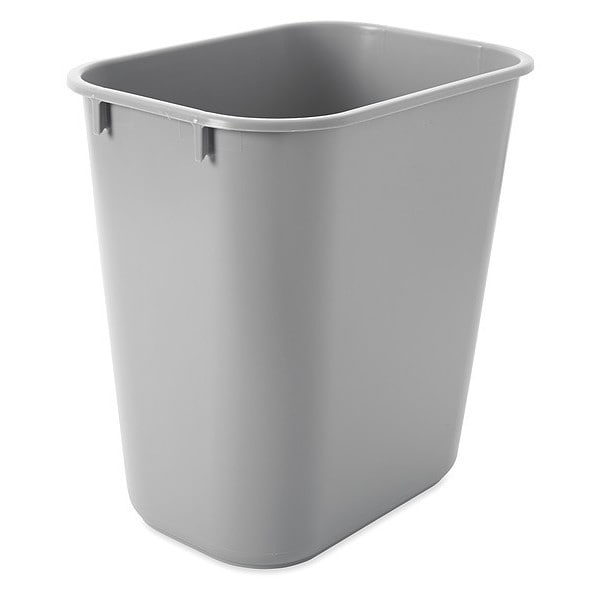 Rubbermaid Commercial 3 gal Rectangular Wastebasket, Gray, 8 1/4 in Dia