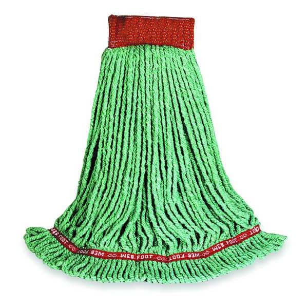 Rubbermaid Commercial 5 in String Wet Mop, 18 oz Dry Wt, Side Gate Connection, Looped-End, Green, Cotton/Synthetic FGA25106GR00