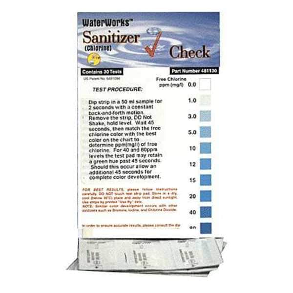 Industrial Test Systems Test Strip, Chlorine Sanitizer Check, PK30
